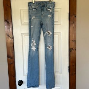 AE Hi Rise Skinny Kick Destroyed Jeans